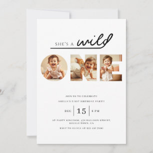 Invitation Wild ONE Photo moderne 1er anniversaire