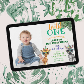 Invitation Wild One Picture Party Animal 1st Birthday