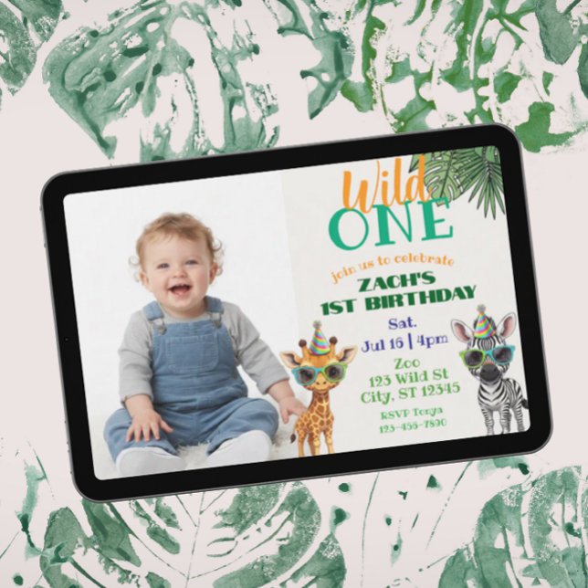 Invitation Wild One Picture Party Animal 1st Birthday (Créateur téléchargé)