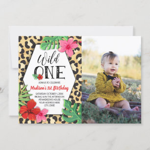 Invitation Wild One Poster de animal Girls First Birthday Pho