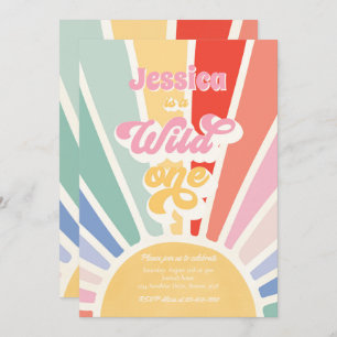 Invitation Wild One Rainbow Sunshine 1ère fête d'anniversaire