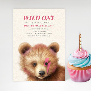 Invitation Wild One Rose Lightning Cub Anniversaire