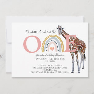 Invitation Wild One Safari Animal Girl's premier anniversaire