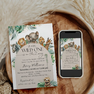 Invitation Wild One Safari Animal Jungle Baby shower moderne