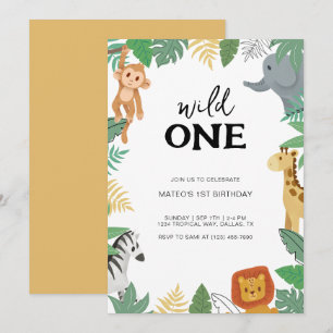Invitation Wild One Safari Animal Première fête d'anniversair