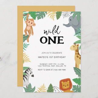 Invitation Wild One Safari Animal Première fête d'anniversair