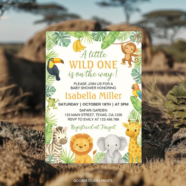 Invitation Wild One Safari Animals Baby Shower (Créateur téléchargé)