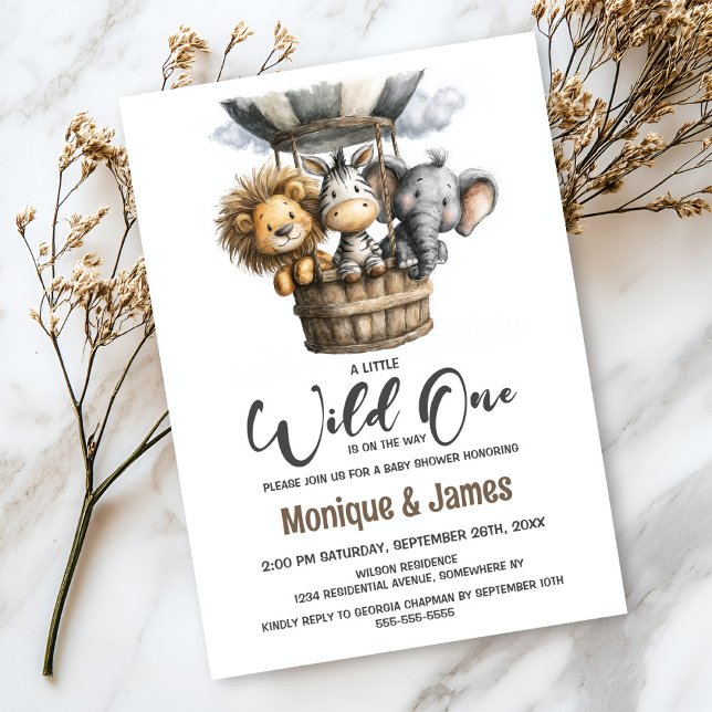 Invitation Wild One Safari Animals Baby Shower (Créateur téléchargé)