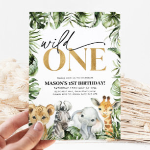 Invitation Wild One Safari Animaux 1er Anniversaire Garçons