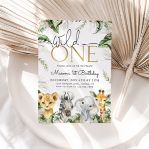 Invitation Wild One Safari Animaux 1er Anniversaire Garçons I