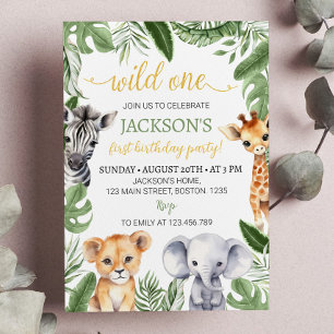 Invitation Wild One Safari Animaux 1er anniversaire Invitatio