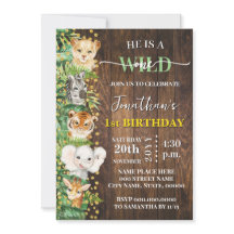 Wild One Safari Animaux 1er Anniversaire Rustique