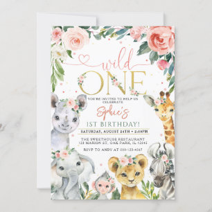 Invitation Wild One Safari Animaux Anniversaire