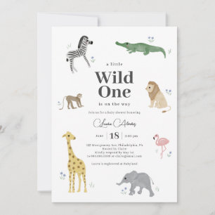 Invitation Wild One Safari Animaux Baby shower garçon
