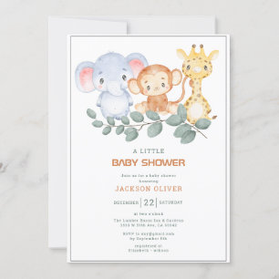 Invitation Wild One Safari Animaux Baby shower garçon