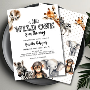 Invitation Wild One Safari Animaux Baby shower garçon