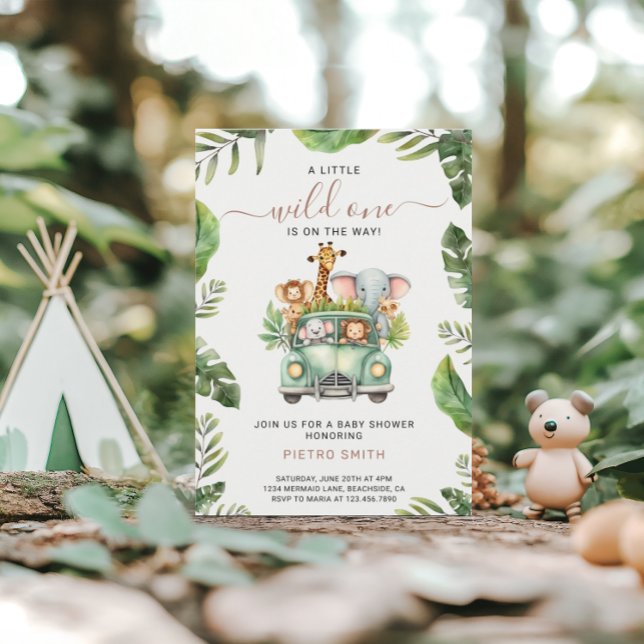 Invitation Wild One Safari Animaux Baby shower garçon (Créateur téléchargé)