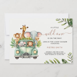 Invitation Wild One Safari Animaux Baby shower garçon