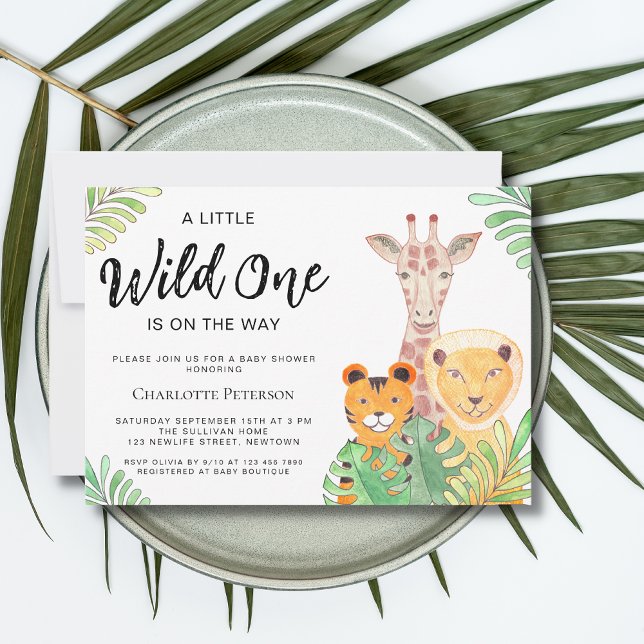 Invitation Wild One Safari Animaux Baby shower non sexiste (Créateur téléchargé)