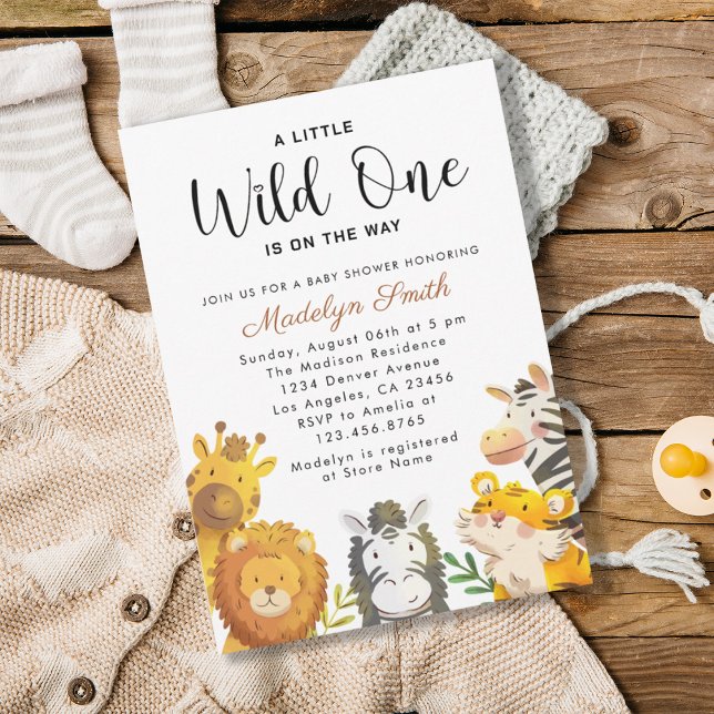 Invitation Wild One Safari Animaux Boy Baby shower Invitatiat (Créateur téléchargé)