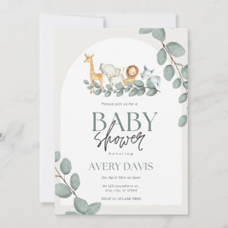 Invitation Wild One Safari Animaux Fille Baby shower