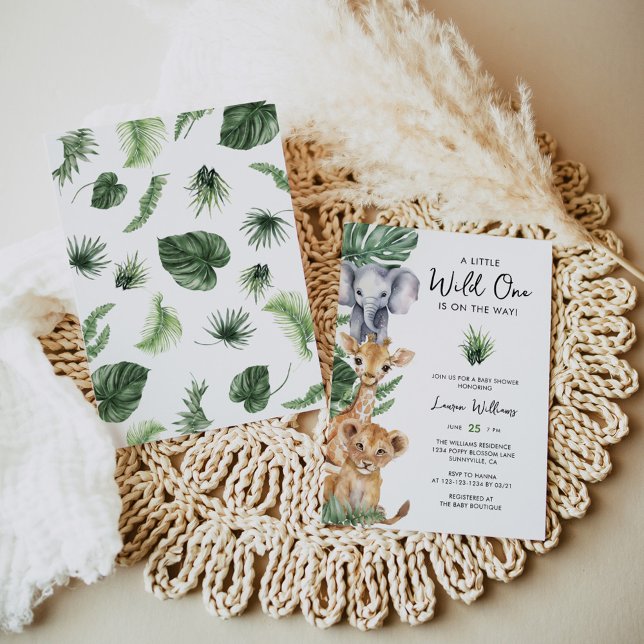 Invitation Wild One Safari Animaux garçon Baby shower Invitat (Créateur téléchargé)