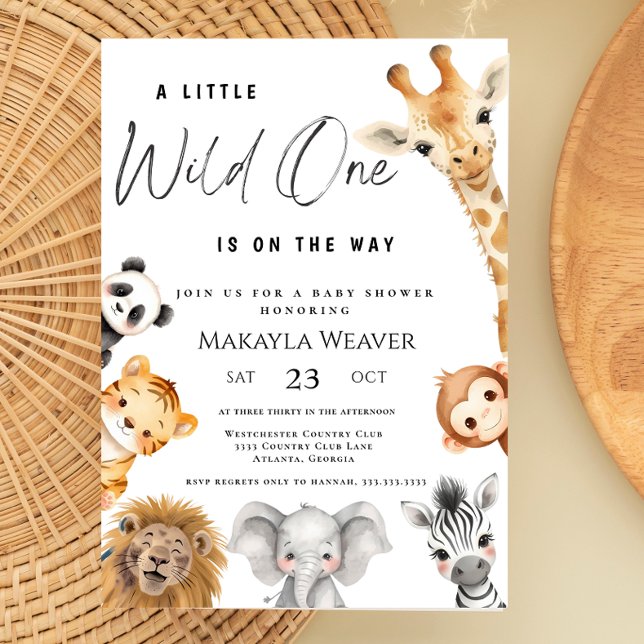 Invitation Wild One Safari Animaux Jungle Baby shower à thème (Créateur téléchargé)