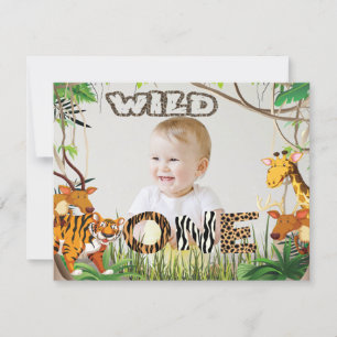 Invitation Wild One Safari Animaux Safari Photo Boy Invitatia