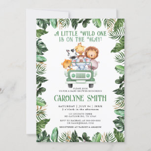 Invitation Wild One Safari Animaux Tropical Boy Baby shower
