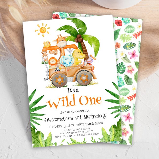 Invitation Wild One Safari Anniversaire (Wild One Safari Birthday Invitation)