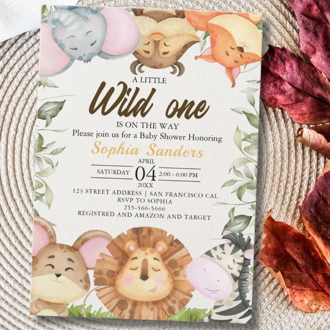 Invitation Wild One Safari Baby Shower (Créateur téléchargé)