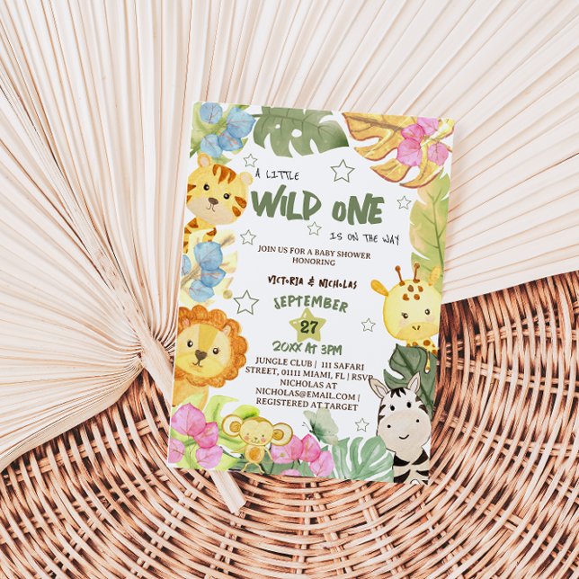 Invitation Wild One Safari Baby shower neutre genre (Créateur téléchargé)