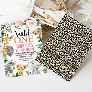 Invitation Wild One Safari Cheetah Print Balloon 1er annivers