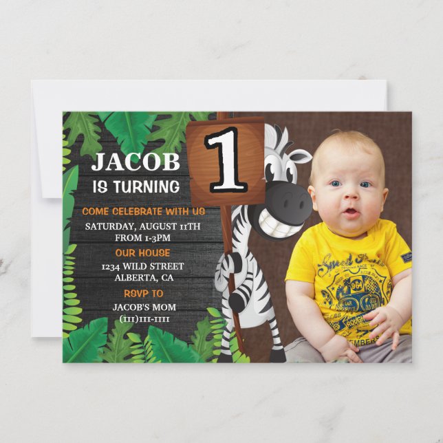Invitation Wild One Safari Custom Photo Anniversaire Invitati (Devant)