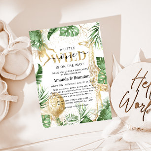 Invitation Wild One Safari Green & Gold Baby shower Par Mail