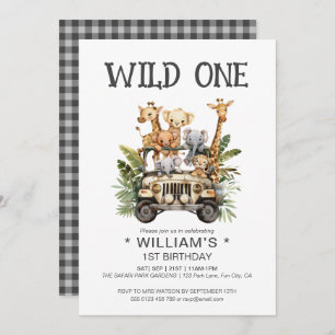 Invitation Wild One Safari Jungle 1er premier anniversaire