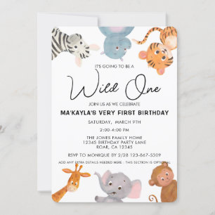 Invitation Wild ONE safari jungle animal premier anniversaire
