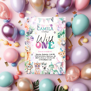 Invitation Wild One Safari Jungle Animaux Anniversaire