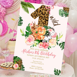 Invitation Wild One Safari Jungle Animaux Anniversaire Invita