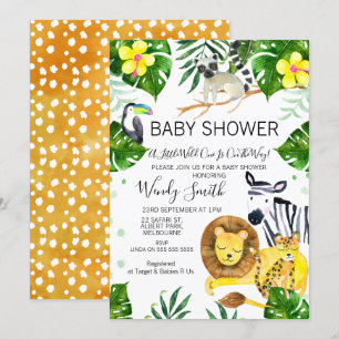 Invitation Wild One Safari jungle Baby shower animaliers