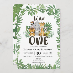 Invitation Wild One Safari Jungle premier anniversaire