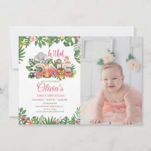 Invitation Wild One Safari Jungle Premier anniversaire Baby G