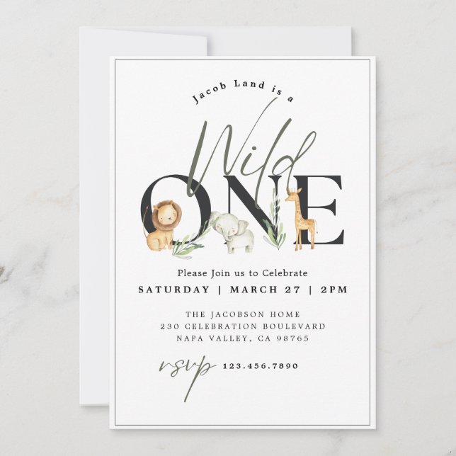 Invitation Wild One Safari premier anniversaire (Devant)