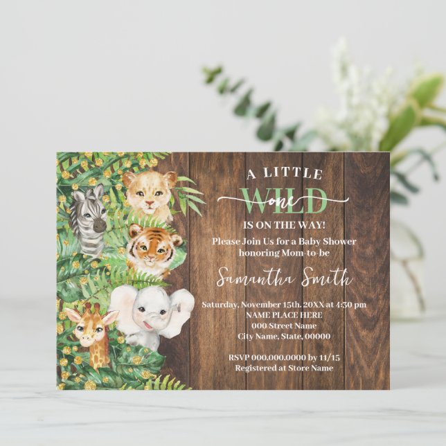 Invitation Wild One sur le chemin Baby shower Safari rustique (Debout devant)