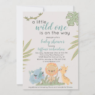 Invitation Wild One Sur Le Chemin Safari Animaux Baby shower