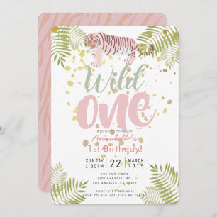 Invitation Wild One Tiger Rose Girl 1er anniversaire Invitati