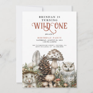 Invitation Wild One Woodland Animaux Garçon 1er anniversaire