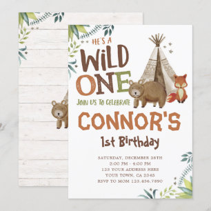 Invitation Wild One, Woodland, Tribal
