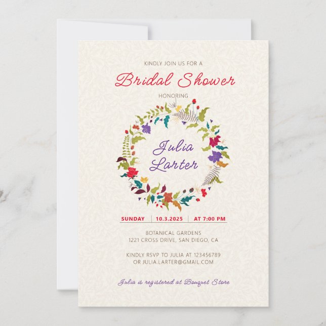 Invitation Wild Rose Woods Exotic Flower Garden Mariage (Devant)
