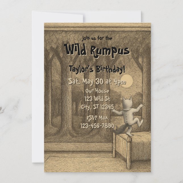 Invitation Wild Rumpus Birthday (Devant)